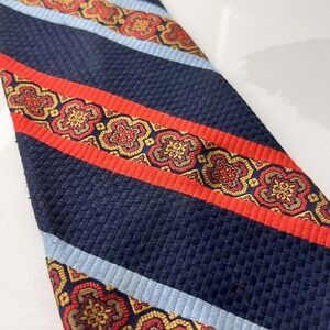 Vintage Short Wide 60s 70s Retro Tie Unique Medallion Necktie Monsieur Bernard
